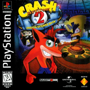 Portada de Crash Bandicoot 2: Cortex Strikes Back, edición de Norteamérica