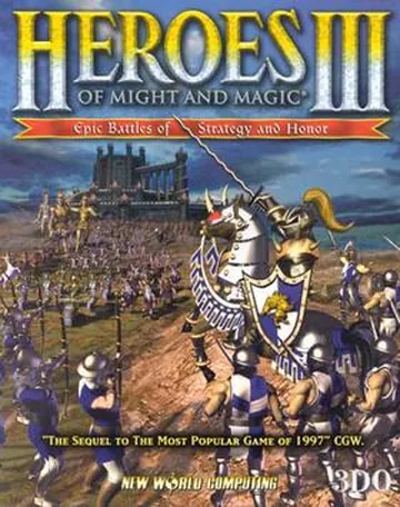 Portada de Heroes of Might and Magic III: The Restoration of Erathia, edición de Norteamérica
